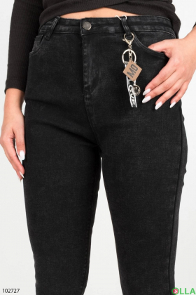 Жіночі темно-сірі джинси-скіні на флісі