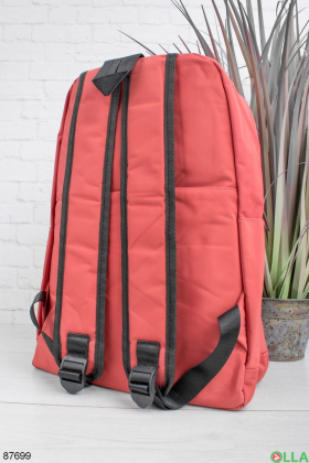 Жіночий червоний рюкзак з написом