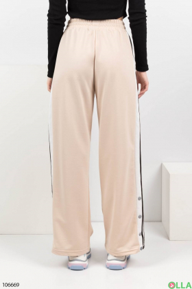 Women's beige sweatpants with inserts