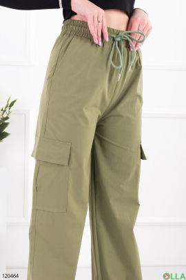 Женские брюки-карго цвета хаки  