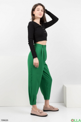 Женские зеленые классические брюки