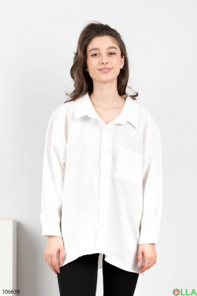 Жіноча біла сорочка на ґудзиках