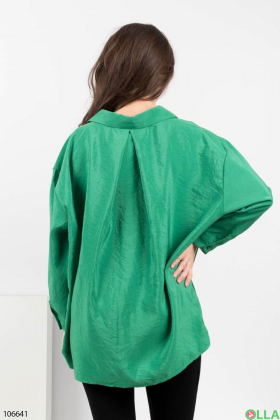 Жіноча зелена сорочка на ґудзиках