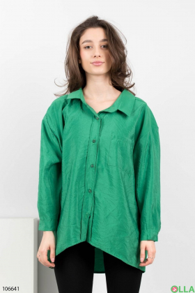 Женская зеленая рубашка на пуговицах