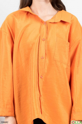 Женская оранжевая рубашка на пуговицах
