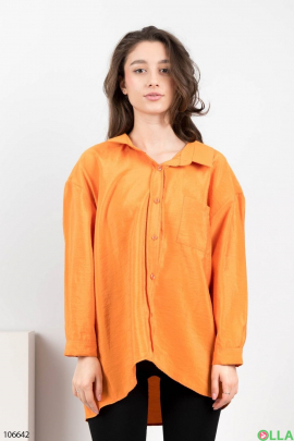 Женская оранжевая рубашка на пуговицах