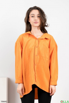 Women's orange button down shirt