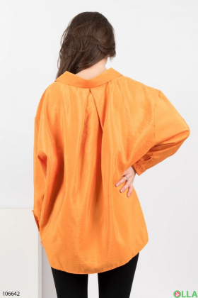Жіноча помаранчева сорочка на ґудзиках