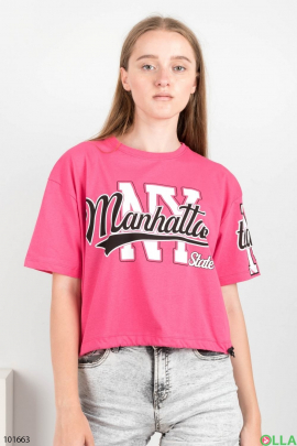 Women's pink t-shirt with slogan