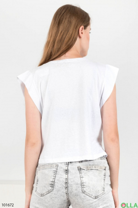 Жіноча біла футболка з написом