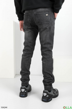 Чоловічі сірі джинси-джогери на флісі