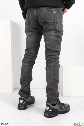 Мужские серые джинсы на флисе