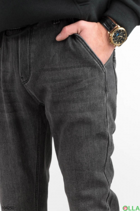 Мужские серые джинсы-джоггеры на флисе