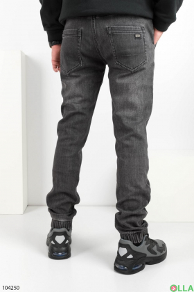 Мужские серые джинсы-джоггеры на флисе