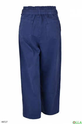 Женские синие брюки с поясом