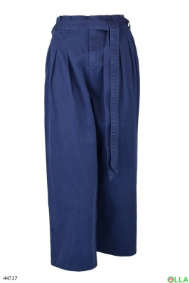 Женские синие брюки с поясом