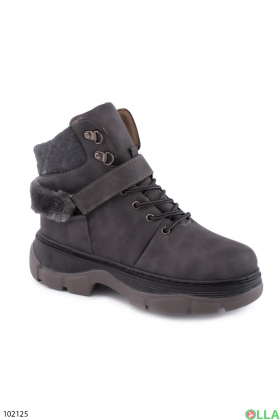 Women's dark gray lace-up boots