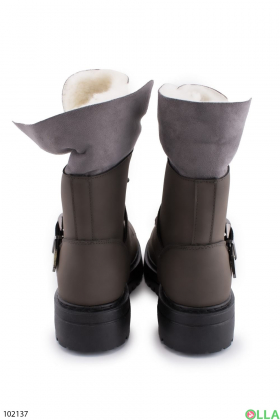 Жіночі темно-сірі черевики на шнурівці