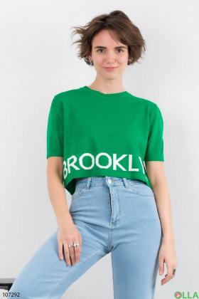 Women's green top with slogan