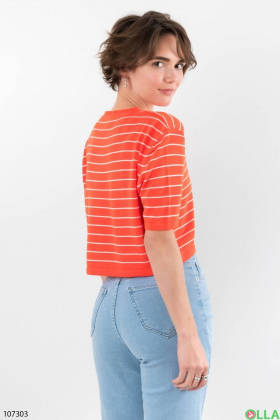 Women's orange striped top