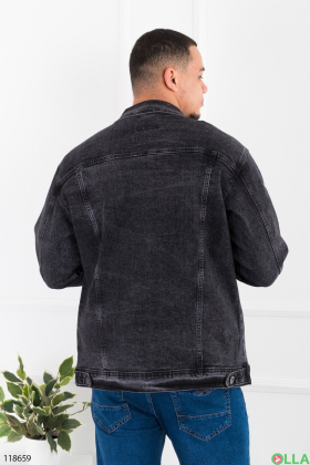 Men's dark gray denim jacket batal