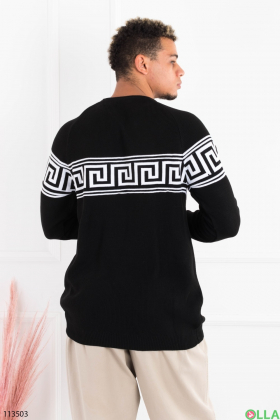 Мужской черный свитер с орнаментом