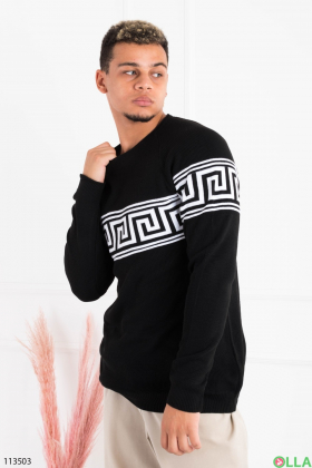 Men's black sweater with an ornament