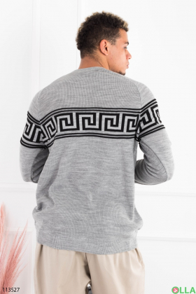 Men's gray sweater with an ornament