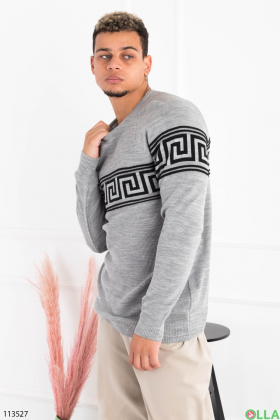 Мужской серый свитер с орнаментом