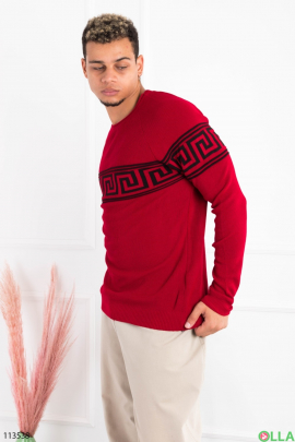 Чоловічий червоний светр з орнаментом