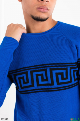 Мужской синий свитер с орнаментом