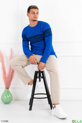 Men's blue sweater with ornament