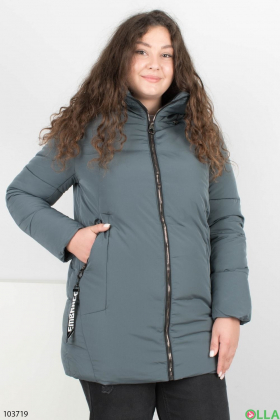 Women's winter gray jacket with a hood