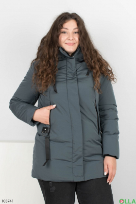 Women's winter gray jacket with a hood