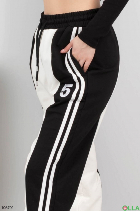 Жіночі чорно-білі спортивні брюки