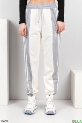 Women's gray and white sweatpants