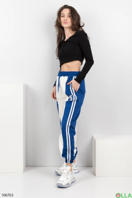 Женские сине-белые спортивные брюки