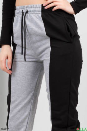 Жіночі чорно-сірі спортивні брюки
