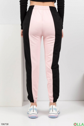Женские черно-розовые спортивные брюки