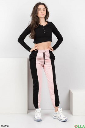 Жіночі чорно-розові спортивні брюки