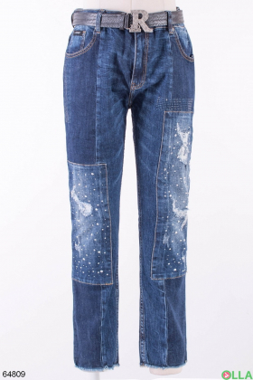 Жіночі сині джинси з латками
