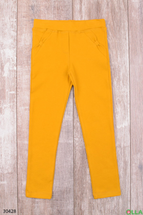 Желтые штаны с поясом на резинке