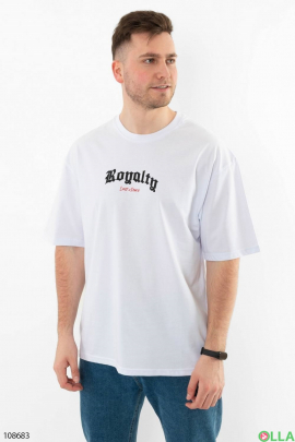 Men's white T-shirt with a pattern on the back