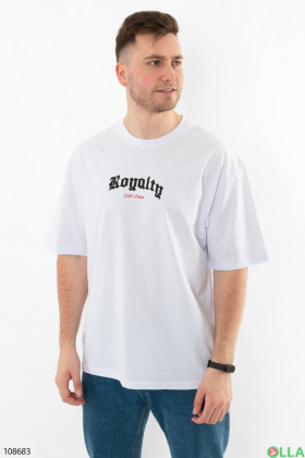 Men's white T-shirt with a pattern on the back
