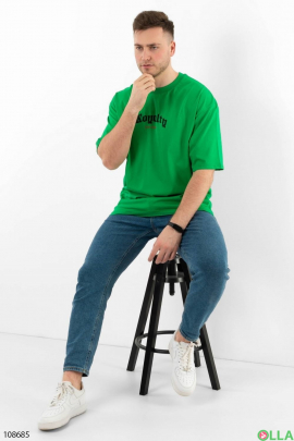 Чоловіча зелена футболка з малюнком на спині