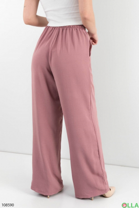 Женские розовые брюки-палаццо батал
