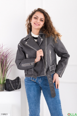 Women's gray eco-leather jacket