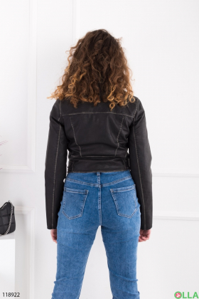 Women's black eco-leather jacket