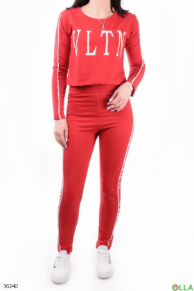 Women's red tracksuit with inscriptions