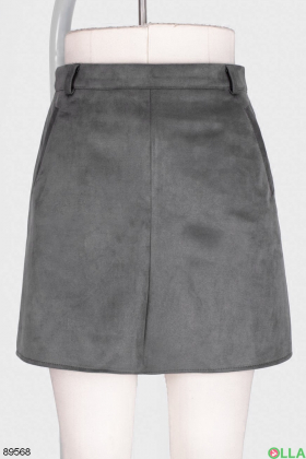 Women's gray eco-suede skirt